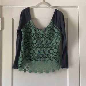 Free People Lace + Knit Top